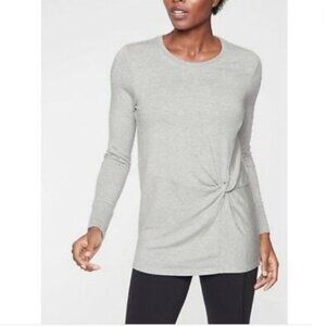Athleta Gray Long Sleeve Nirvana Twist Tie Top
